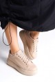 Bağcıklı Ortopedik Taban Kadın Sneaker Ayakkabı TT Ten