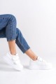 Bağcıksız Cırt Cırtlı Ortopedik Taban Kadın Sneaker Ayakkabı Beyaz