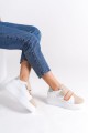 Bağcıksız Cırt Cırtlı Ortopedik Taban Kadın Sneaker Ayakkabı BT Beyaz/Ten SKU Kodu