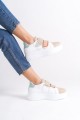 Bağcıksız Cırt Cırtlı Ortopedik Taban Kadın Sneaker Ayakkabı BT Beyaz/Ten SKU Kodu